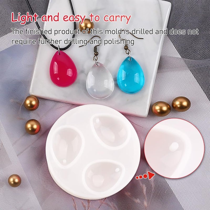 Comidox 2Pcs Silicone Pendant Water Drop Gem Mold Resin Casting Pendant Tool with Hole - Image 3